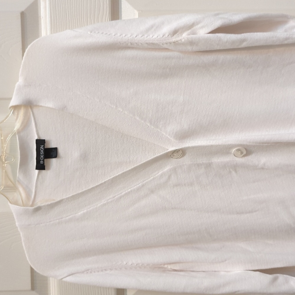B*Design Women's White 3/4 Sleeve Cardigan Size XL 100% Cotton - Picture 4 of 7